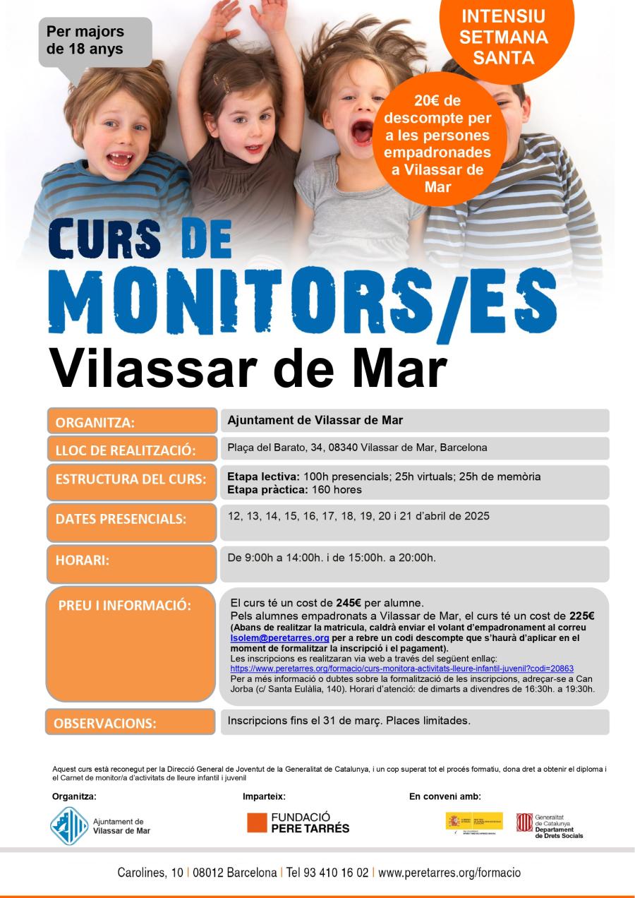 Cartell del curs de monitors/es per Setmana Santa