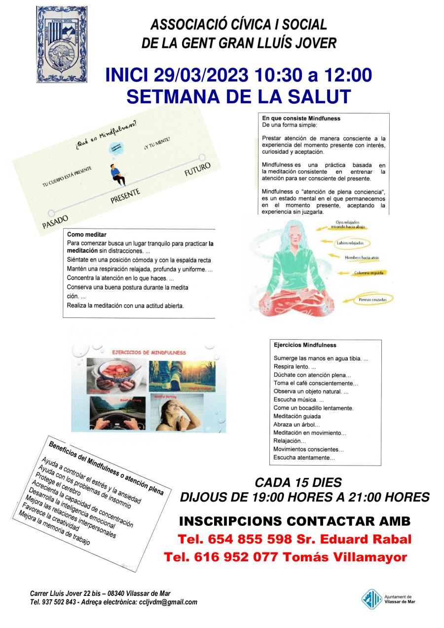 Cartell inici del taller de Mindfulness al Centre Cívic Lluís Jover