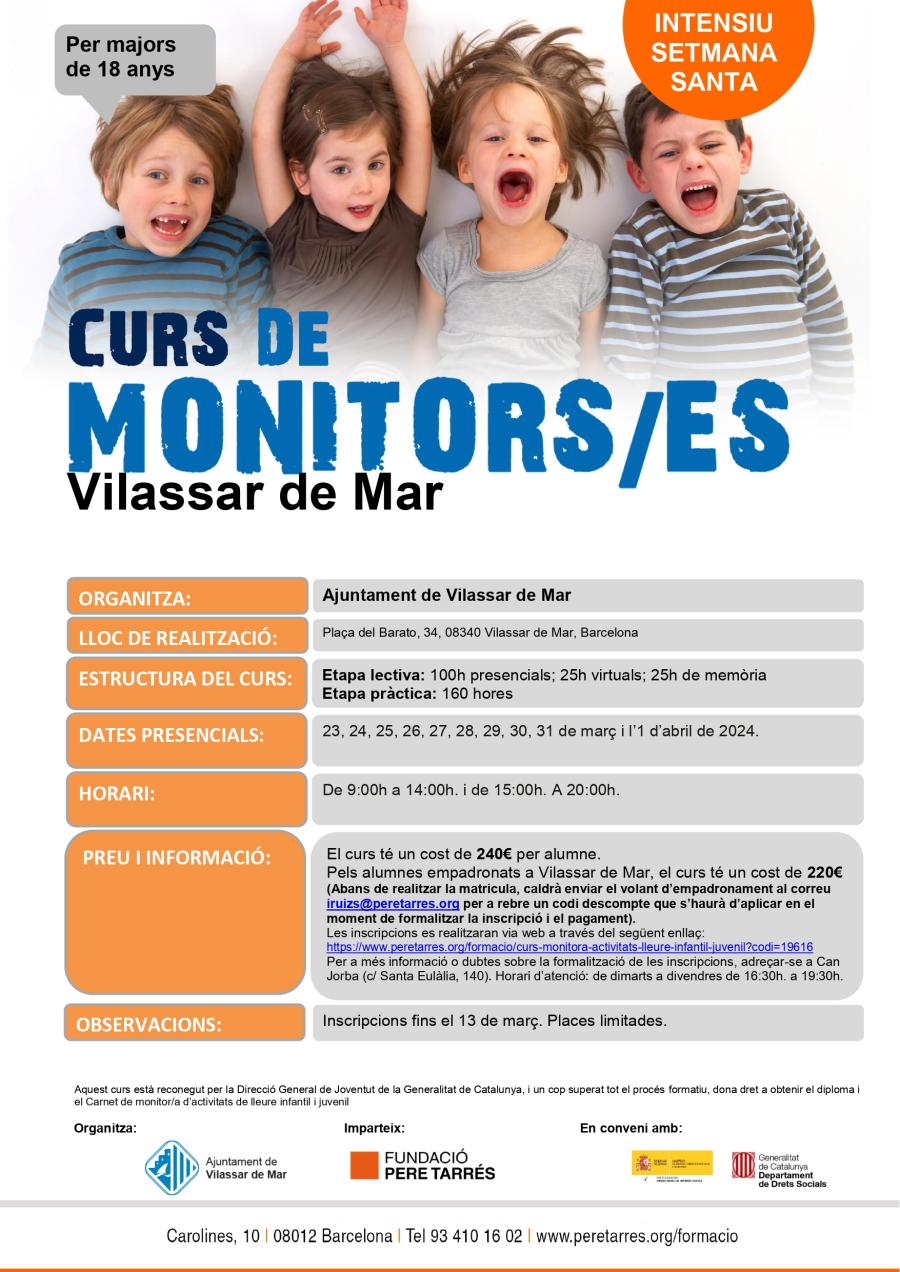 Cartell del curs de monitors/es de lleure