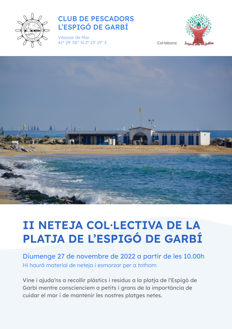 Cartell neteja col·lectiva de la platja de l'Espigó de Garbí