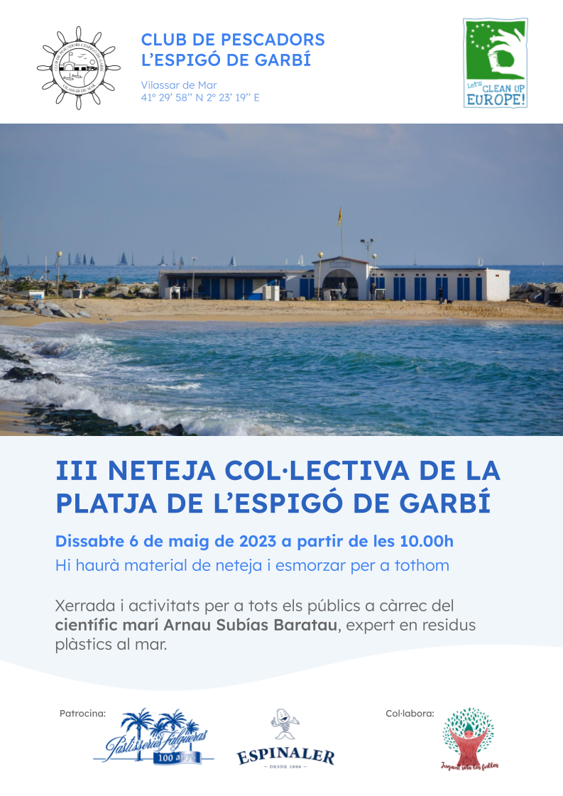Cartell III neteja col·lectiva de la platja de l'espigó de Garbí