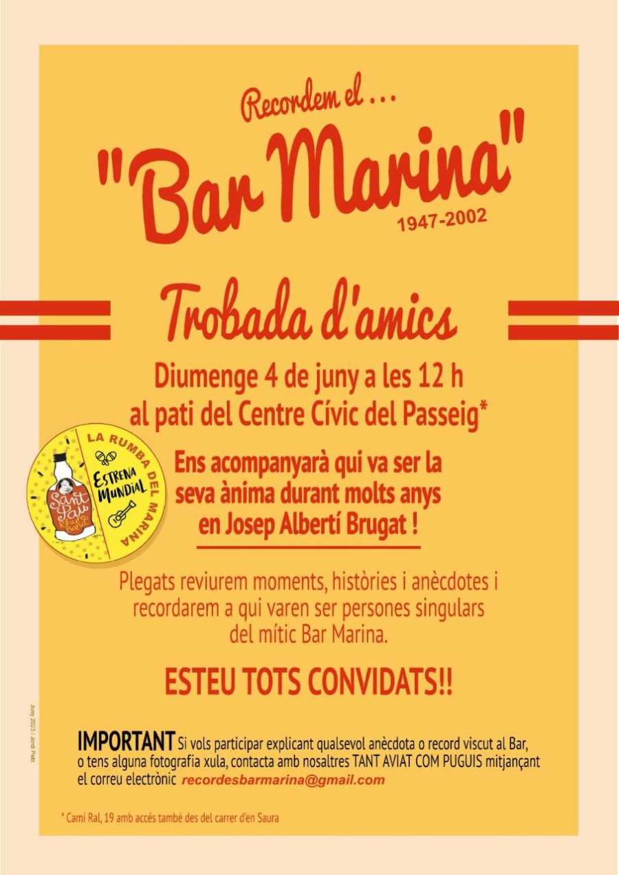 Cartell de l'acte Recordem el Bar Marina