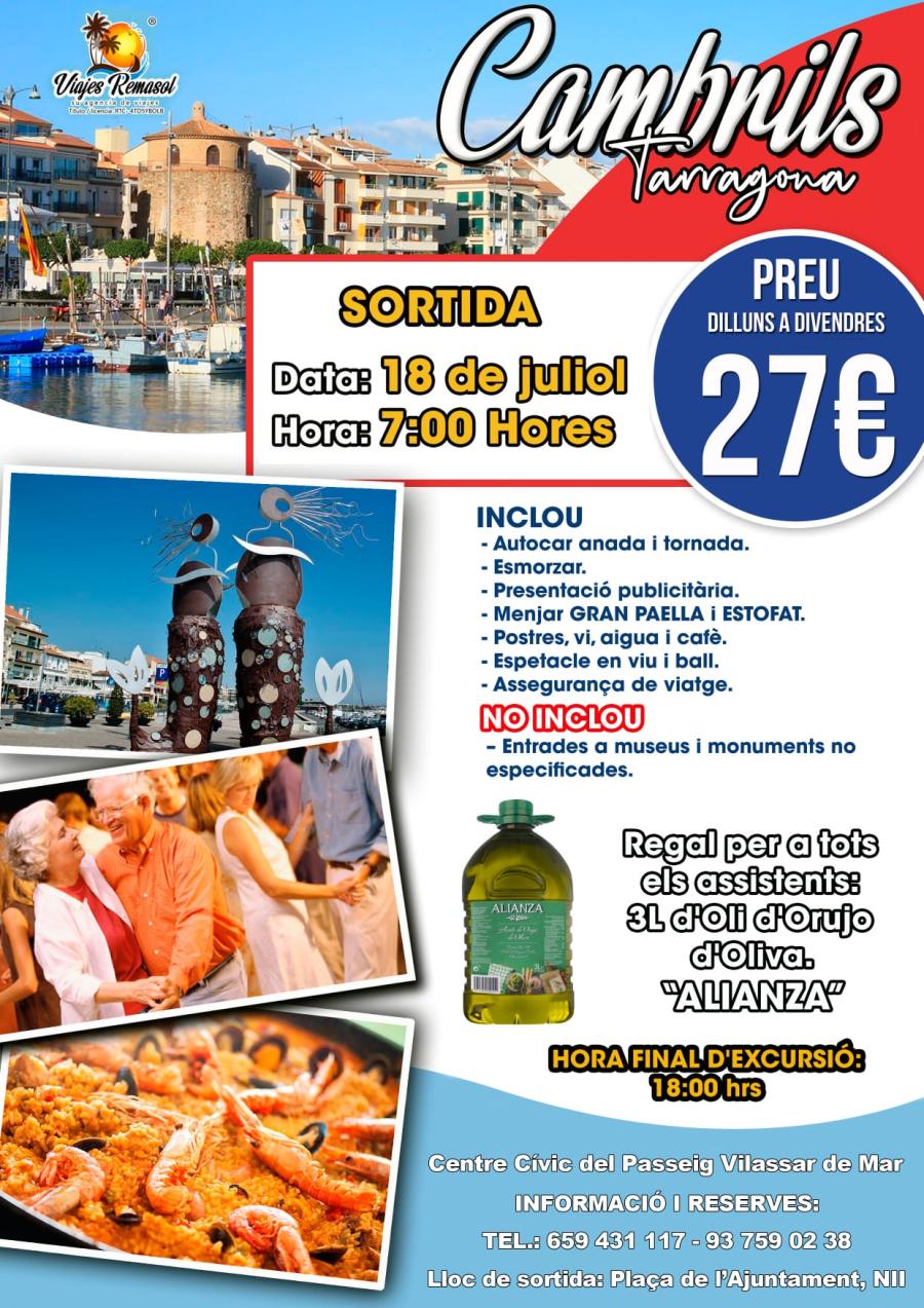 Cartell excursió a Cambrils