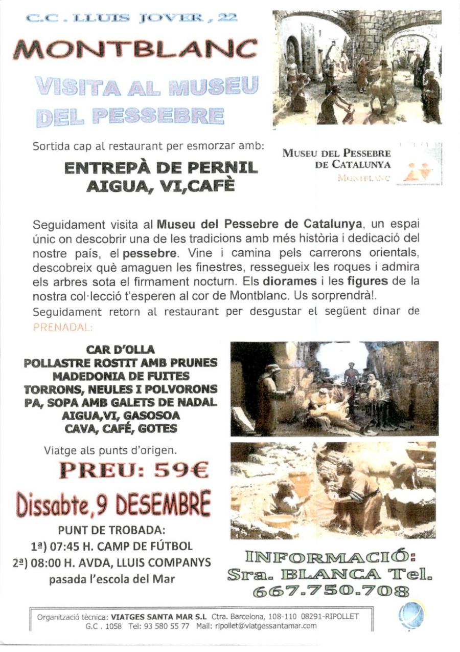 Cartell de la sortida organitzada pel Centre Cívic Lluís Jover a Montblanc