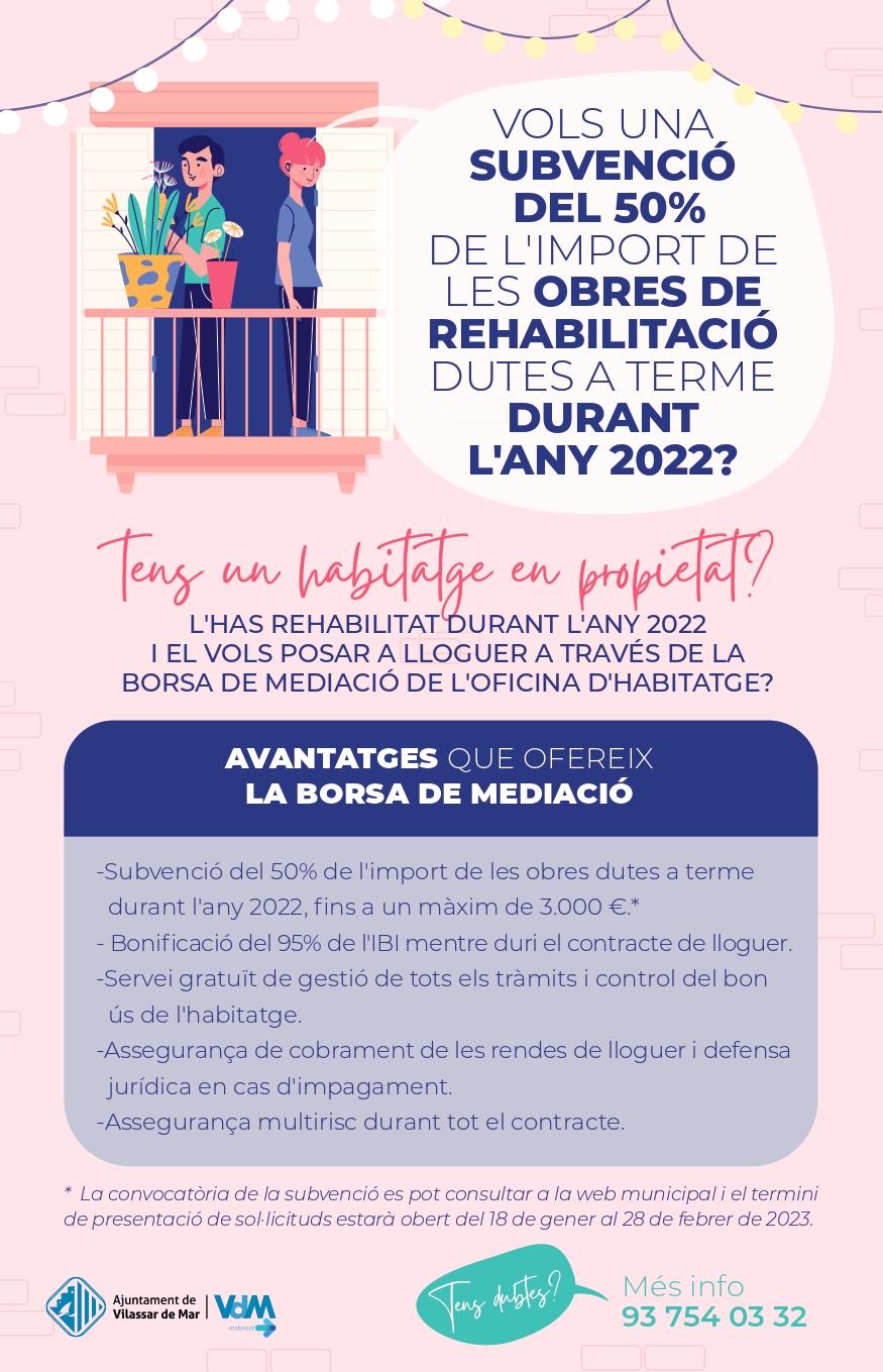 Cartell subvenció obres rehabilitació habitatges