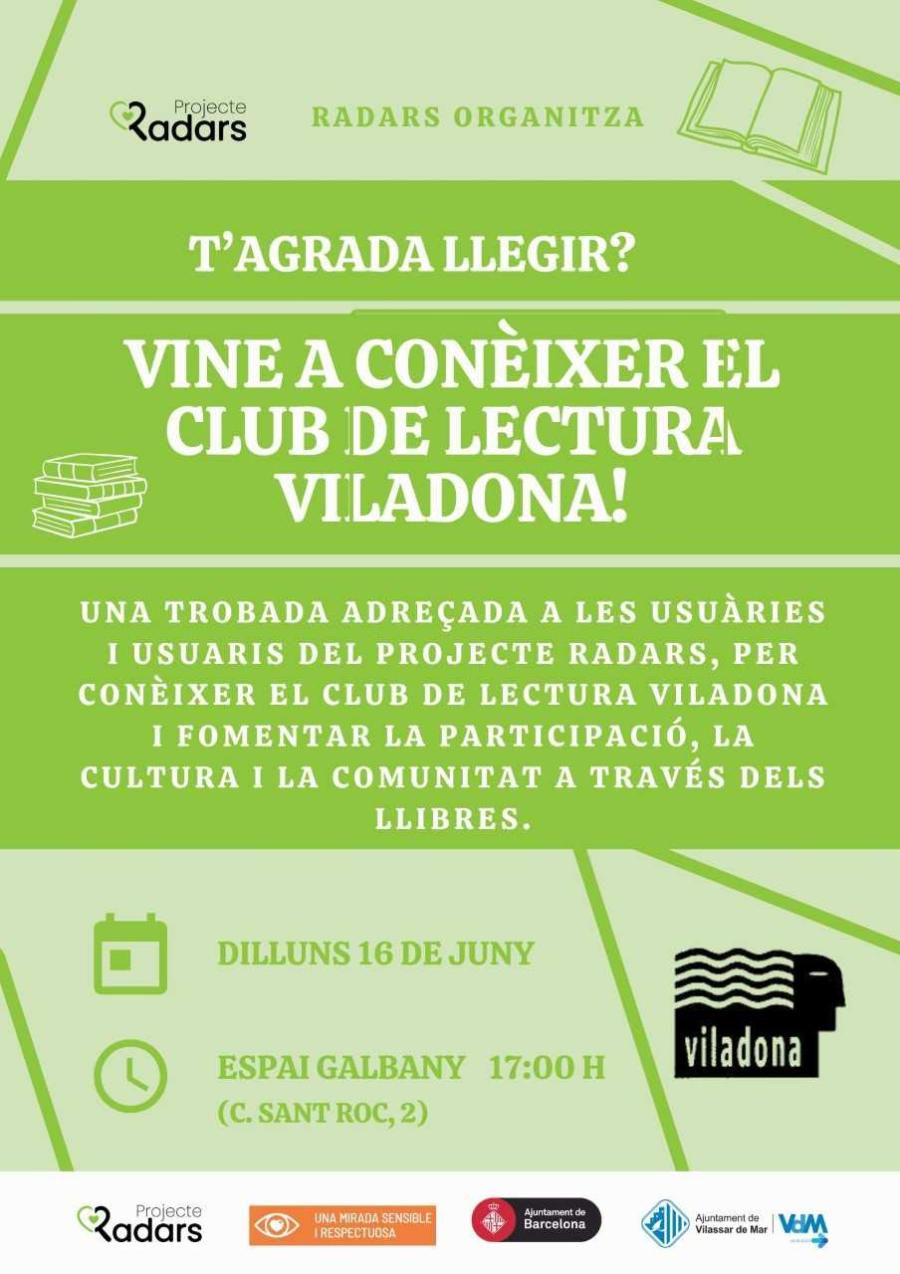 Cartell de l'activitat del club de lectura de Viladona amb el projecte Radars