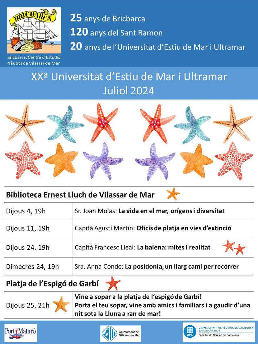 Cartell de la programació de la XX Universitat d'Estiu de Mar i Ultramar