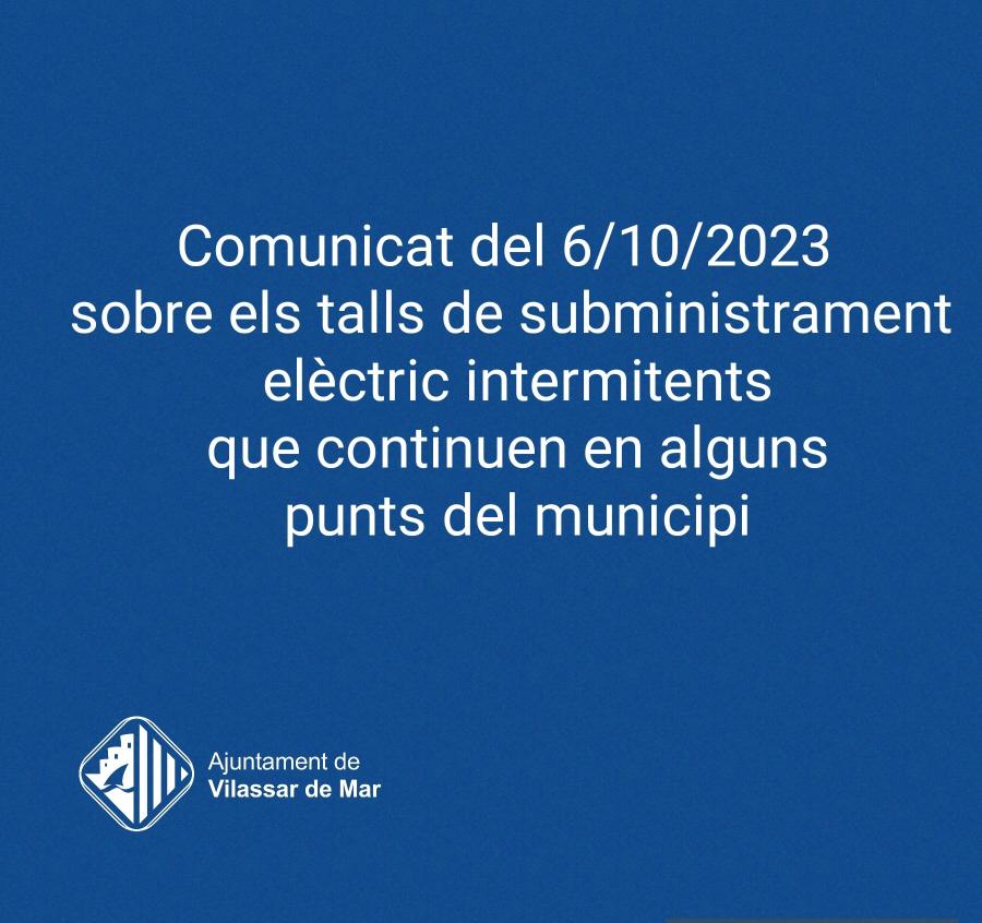 Comunicat talls de subministrament elèctric