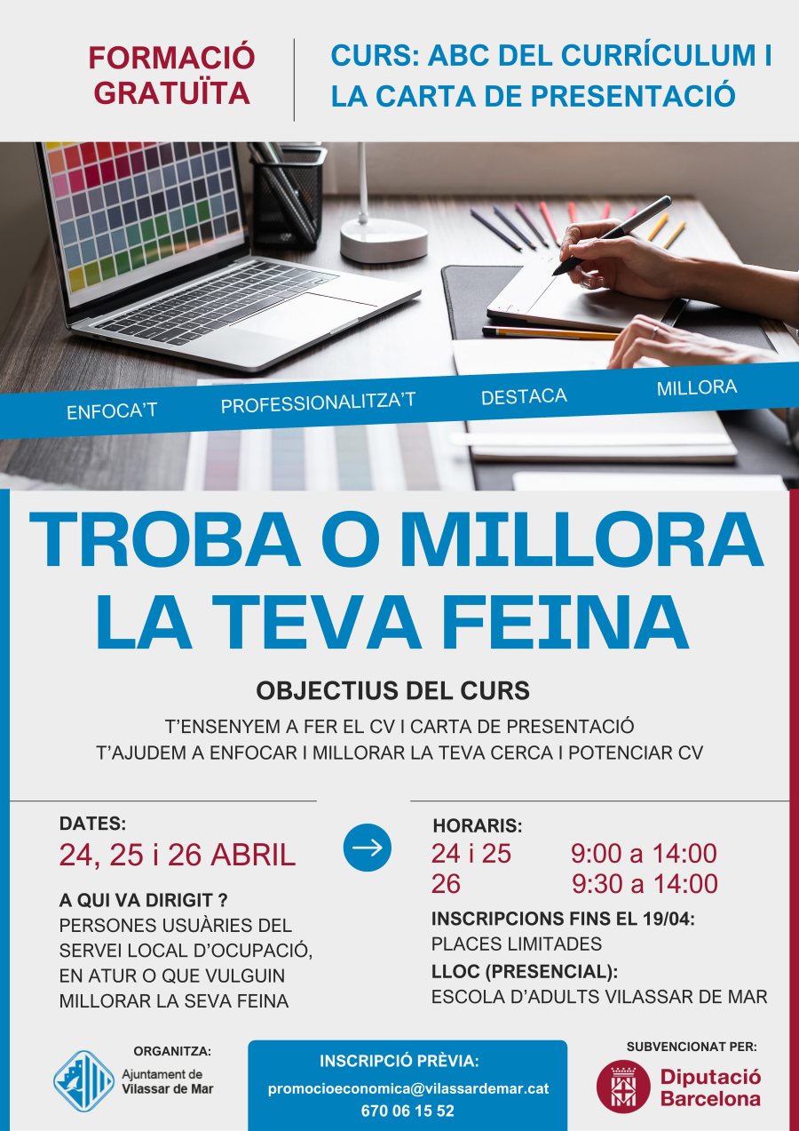 Cartell del curs per trobar o millorar la feina