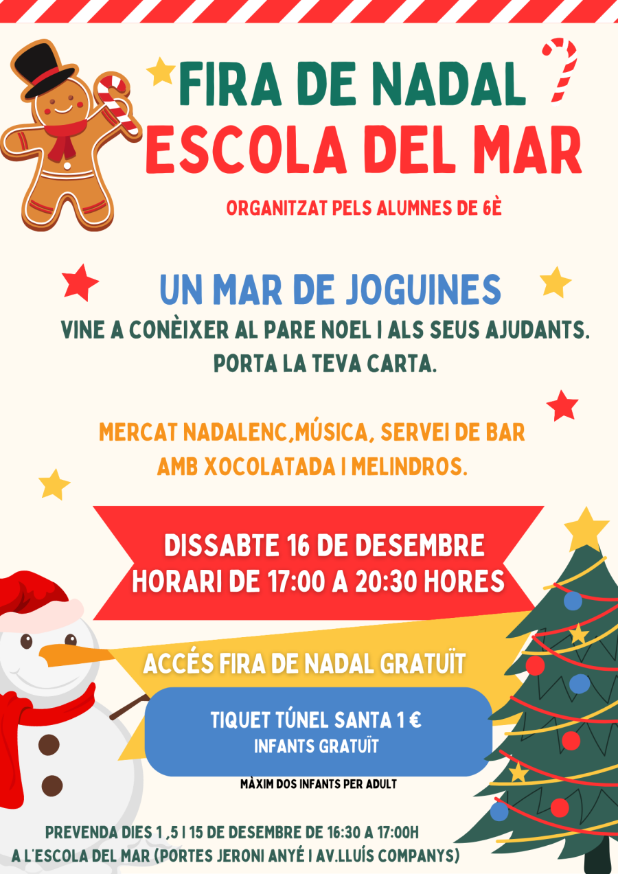Cartell Fira de Nadal de l'AFA Escola del Mar