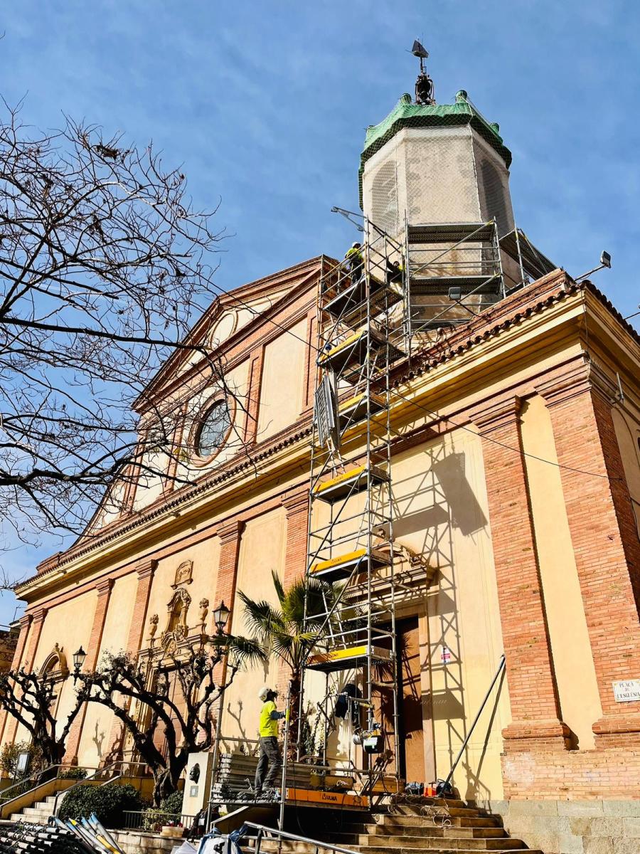 Obra rehabilitació del campanar de l'església