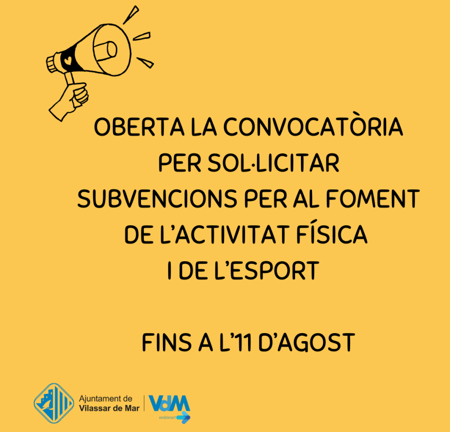 Cartell Oberta la convocatòria per a subvencions esportives