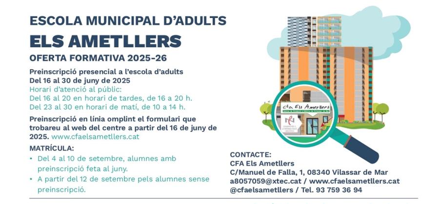 Preinscripció a l'Escola Municipal d'Adults curs 2025-2026